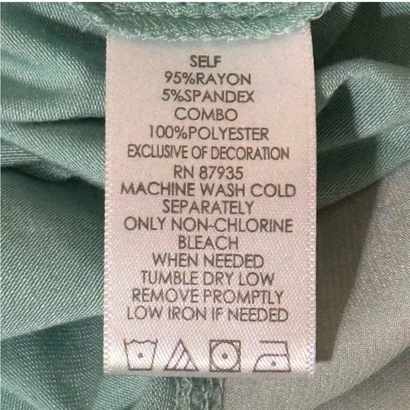 LOGO by Lori Goldstein Mint Women’s Tunic Top w/Satin & Lace Hem - Large Petite - Picture 6 of 6